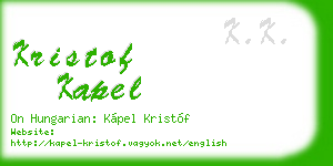 kristof kapel business card